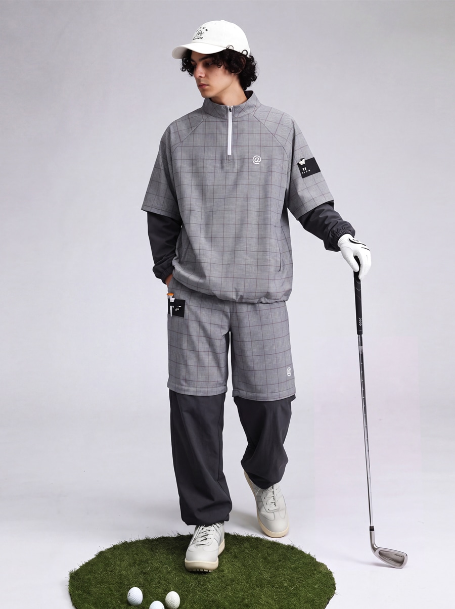 ANTIQUA GOLF×STCH パンツ メンズ チェック柄 2WAY ロングパンツ