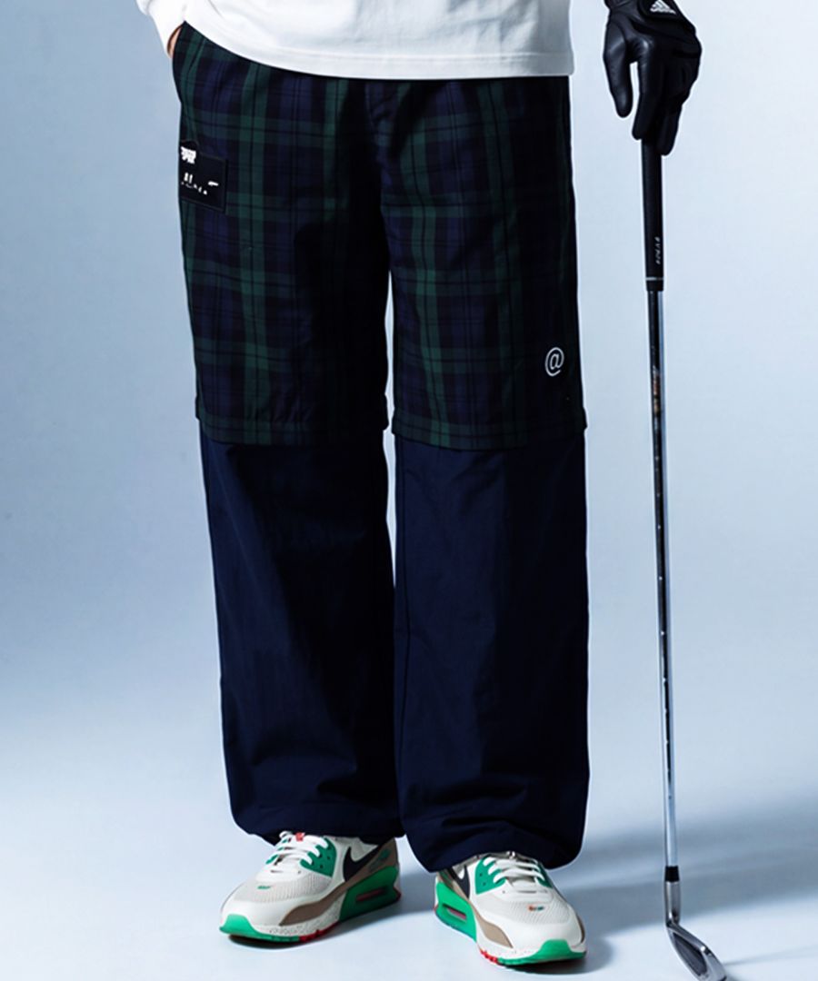 ANTIQUA GOLF×STCH パンツ メンズ チェック柄 2WAY ロングパンツ