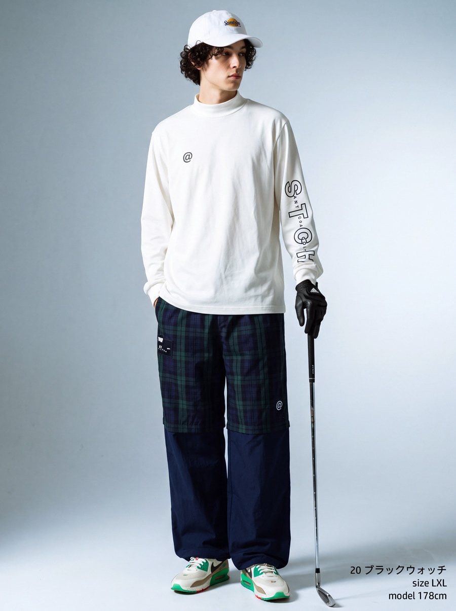 ANTIQUA GOLF×STCH パンツ メンズ チェック柄 2WAY ロングパンツ