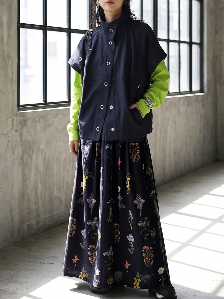 【美品】EPOCA 定価6.4万 2024SS 花柄ロングスカート 40 総柄 コーデが華やぐ、主役スカート。ロングスカート レディース 花柄