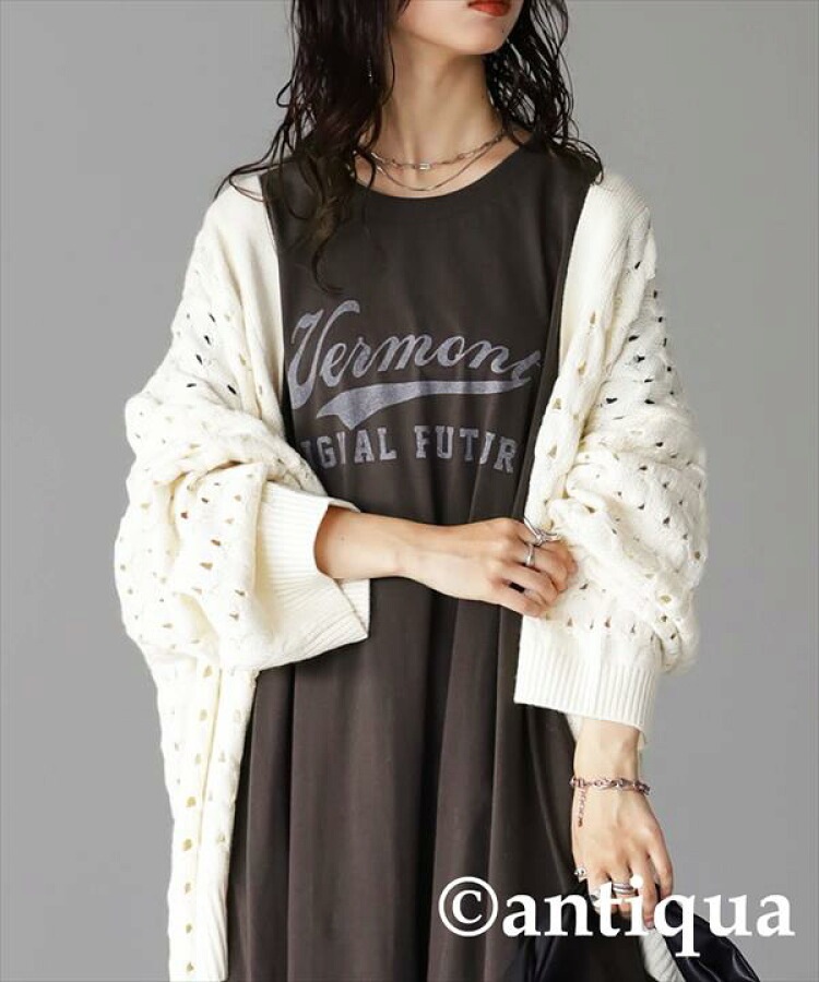 ロゴ入り Tシャツワンピース ワンピース レディース ロング・再販