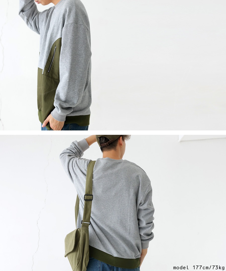 新春BIGバーゲン50％OFF！6日10時迄】異素材切替トレーナー トレーナー