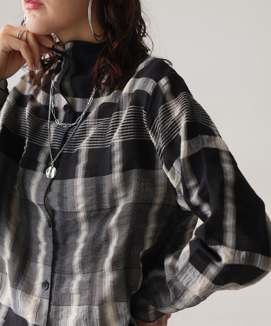 チェック柄シャツ シャツ トップス 長袖 羽織り 送料無料・(80