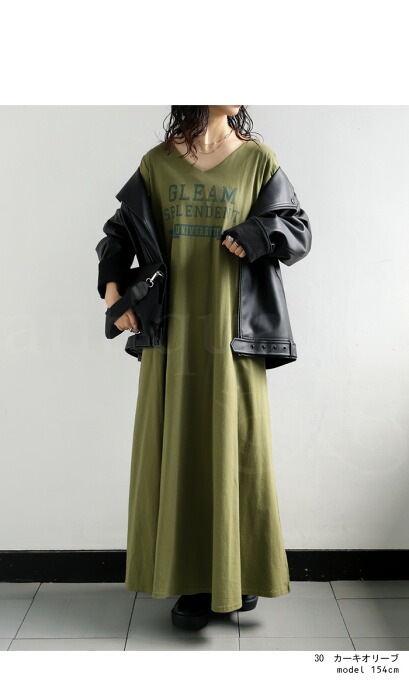 ロゴ入り Tシャツワンピース ワンピース レディース ロング・再販