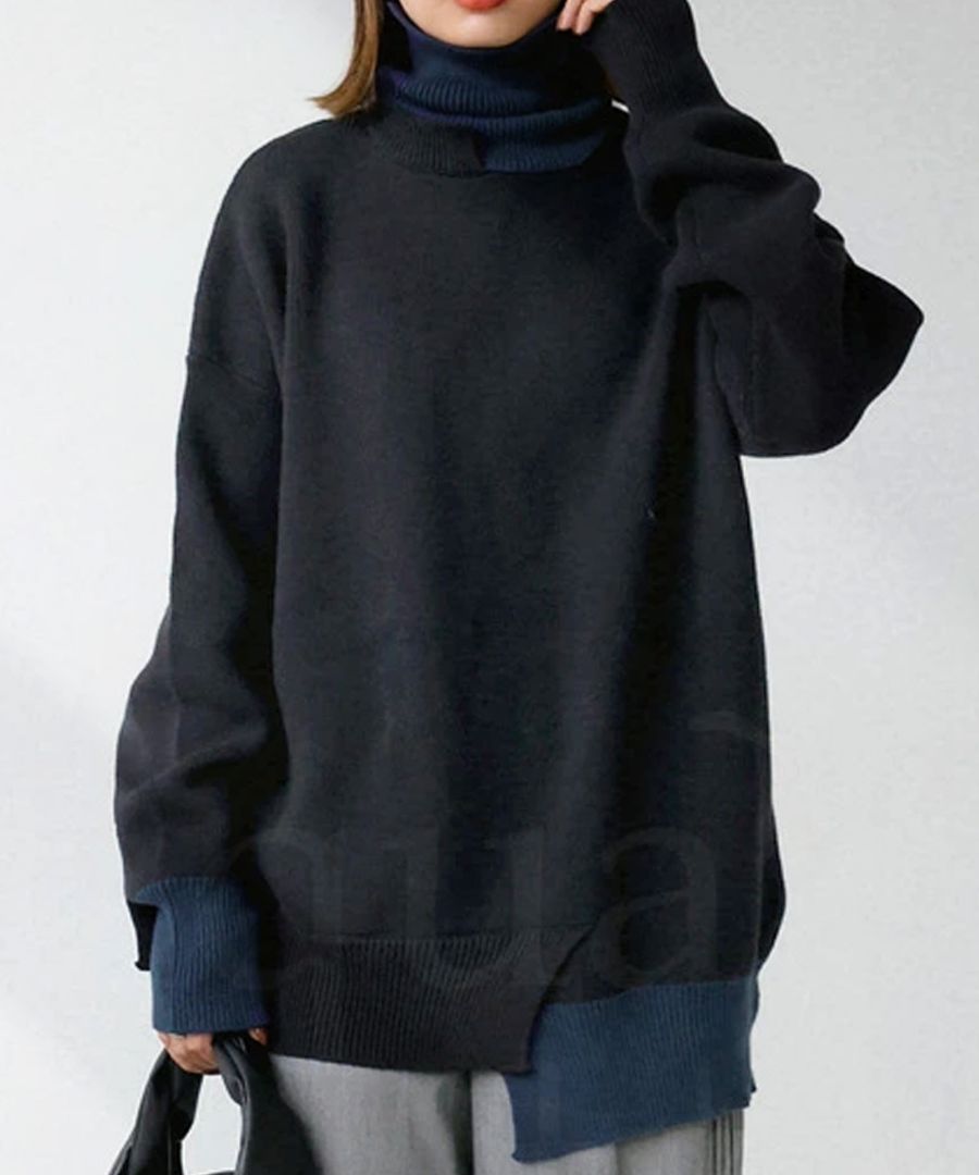 配色アシメデザインニット ニット レディース トップス 送料無料・再