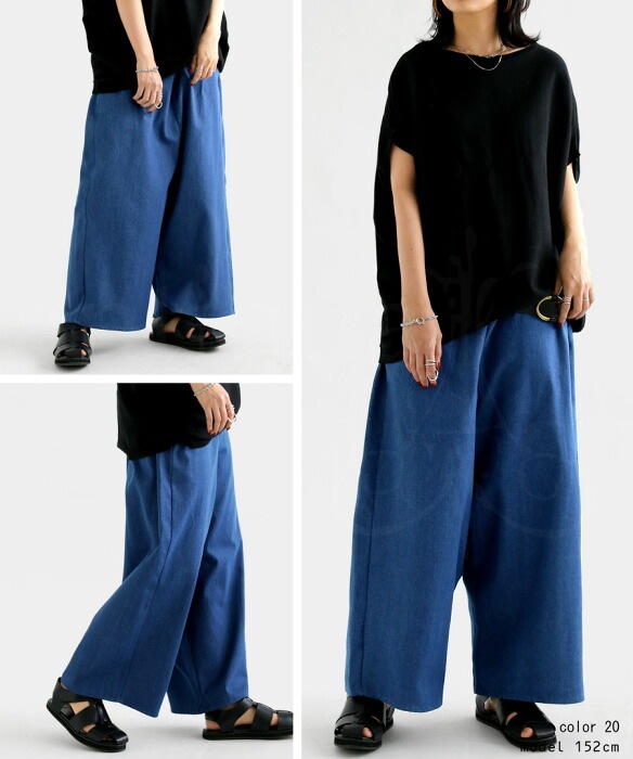 ❇︎ハンドメイド❇︎もんぺパンツ　サルエルタイプ　デニムリネン　ブラック　L サルエルデニムパンツ｜パンツ - Fashion Letter