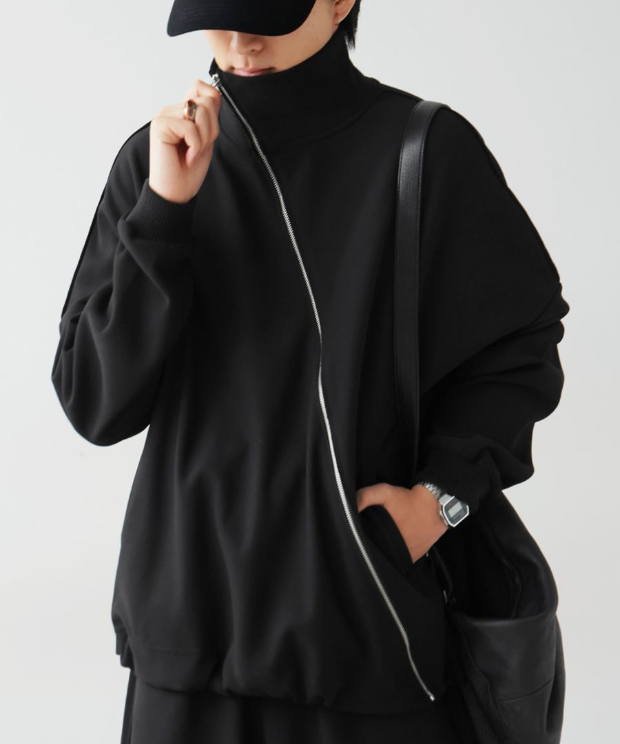 斜めZIP 裏起毛 ジョーゼットジャケット メンズ 送料無料・再入荷