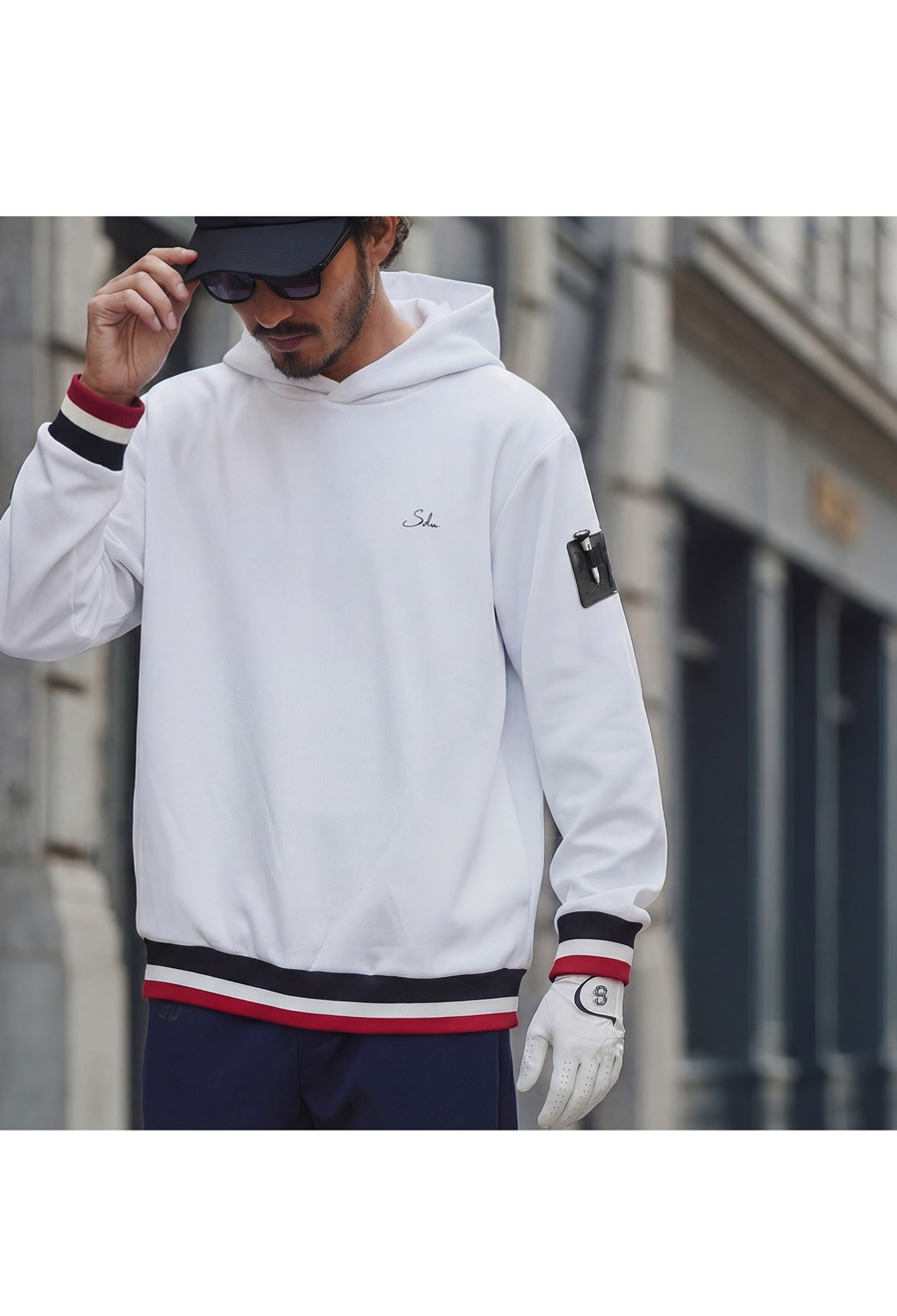 【よう】REVI 13点 配色ライン リブ フーディー メンズ トップス 送料無料・メール便不可