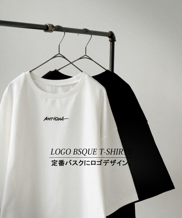 刺繍ロゴ入り バスクTシャツ Tシャツ メンズ 半袖・再販。(100