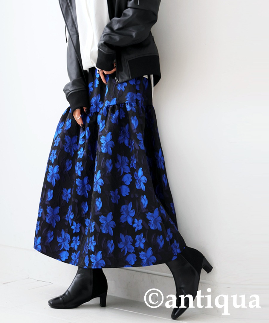 ホームスパン　homespun   青緑と紫の幾何学模様  フレアスカート ホームスパン homespun 青緑と紫の幾何学模様 フレアスカート