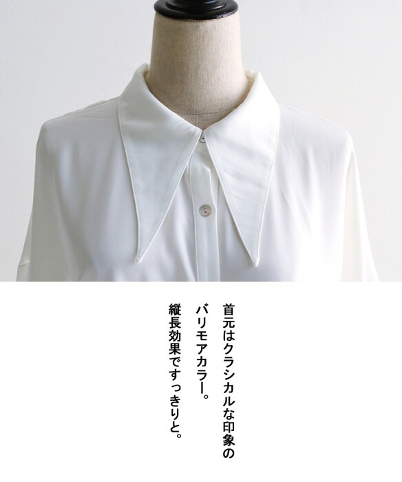 バリモアカラー 刺繍シャツ シャツ レディース 長袖 送料無料・(100 