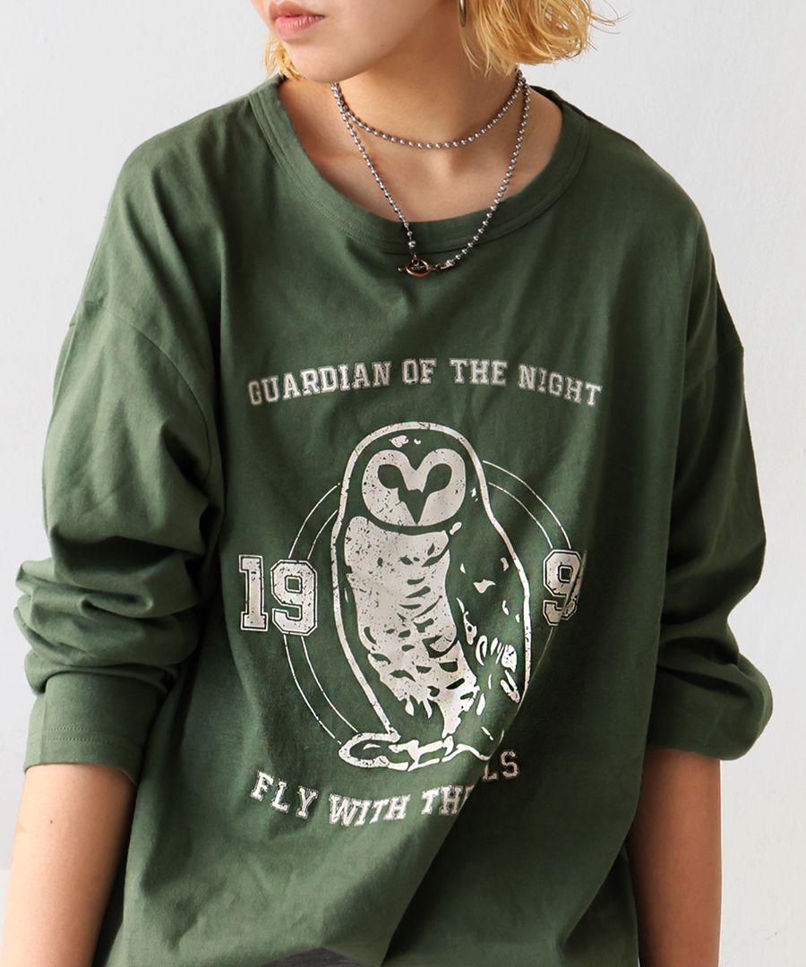 アニマル カレッジロゴ ロンT レディース トップス 長袖・(100)メール