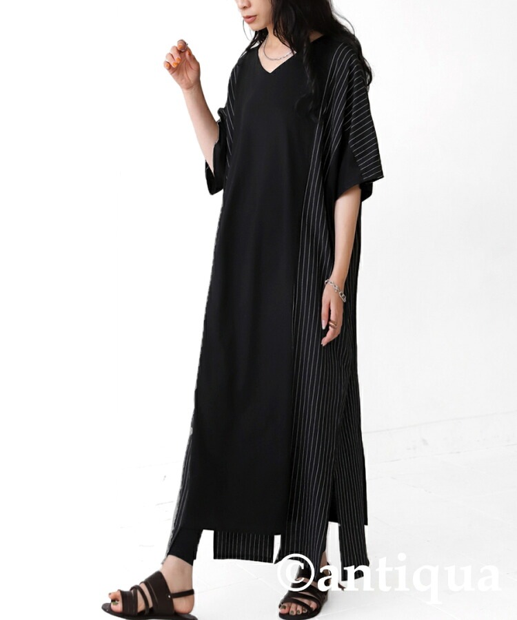 ワンピース レディース 半袖 ロング 柄 柄ワンピ 送料無料・(100