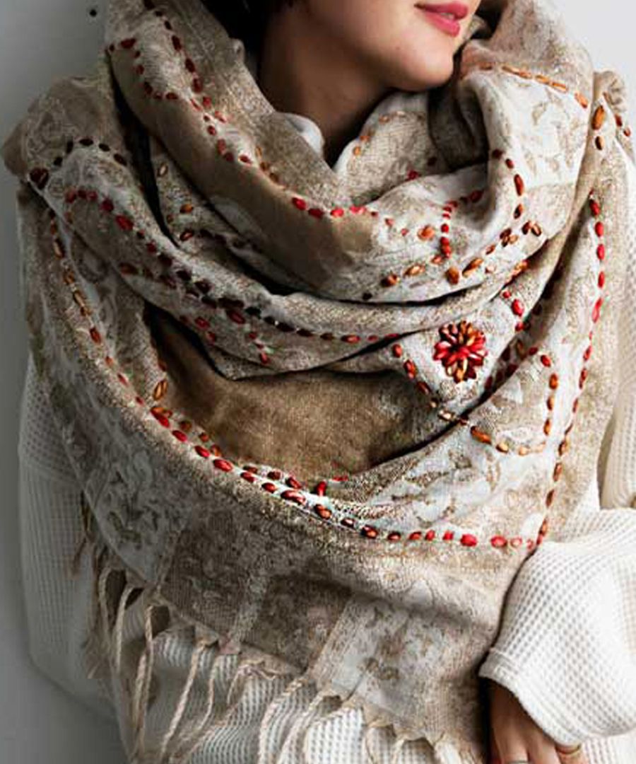 アニオナ AGNONA 大判ストール カシシル カシミヤ シルク混 フリンジ