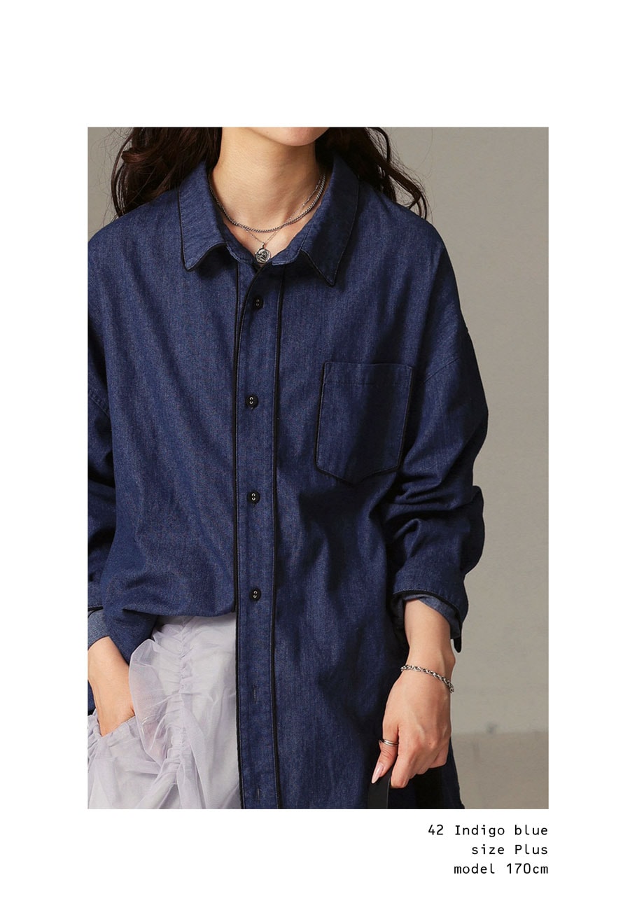 カフェノワール レディース トップス シャツ デニムシャツ Denim shirt