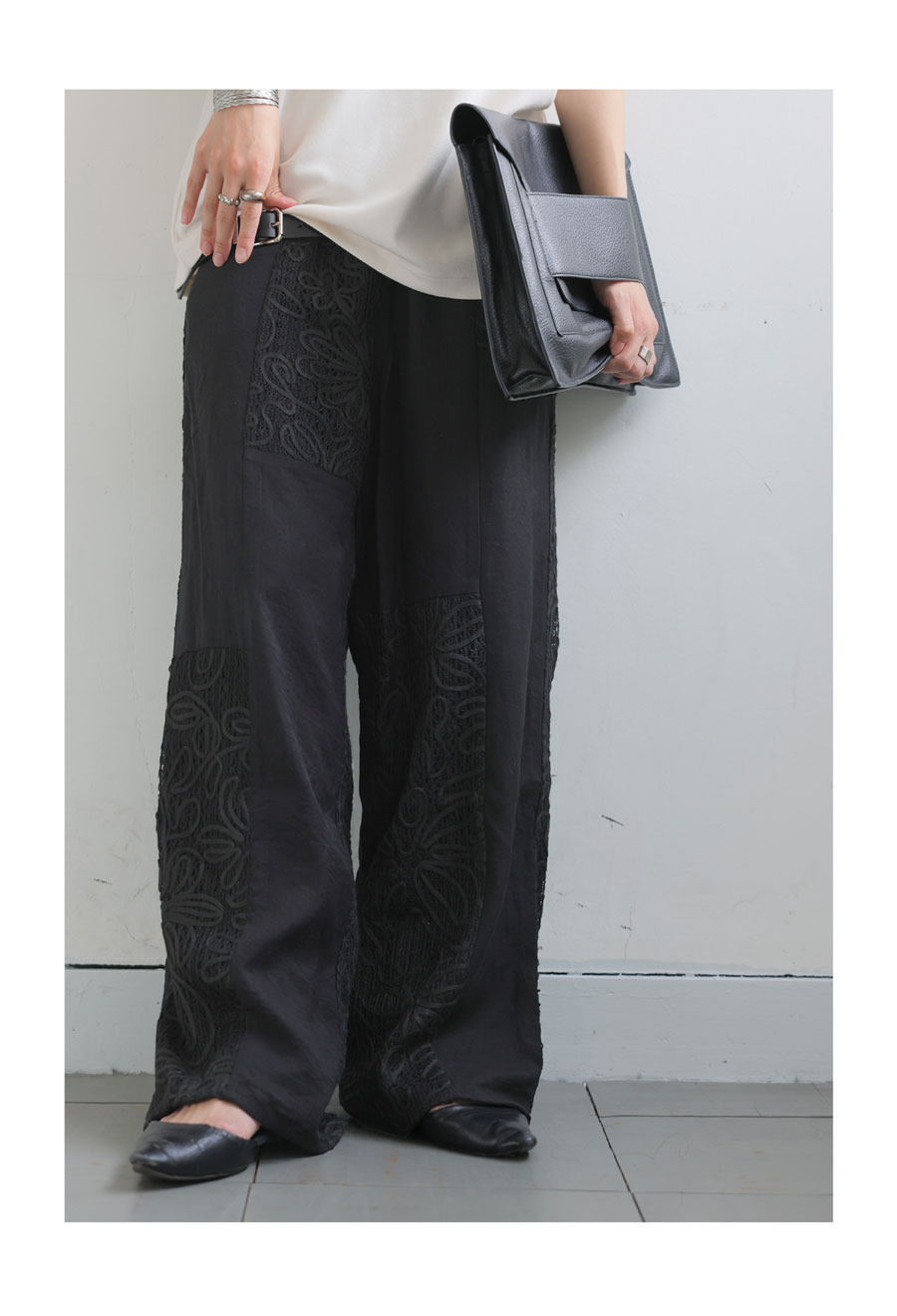 ニュアンスレースパンツ パンツ レディース ボトムス ロング 送料無料