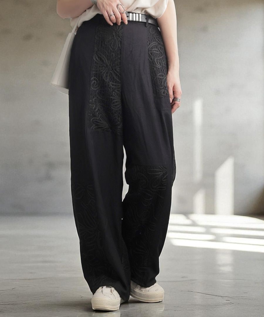 【新品】37,400円POSTELEGANT パンツ38M パンツ Wool Cotton Wide Trousers