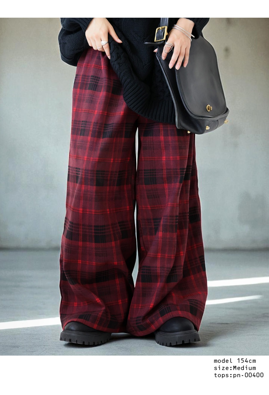 再入荷予定有!チェック柄 ワイドパンツ レディース ボトムス パンツ