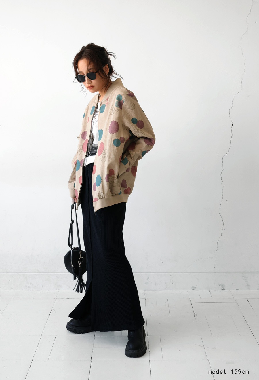 菊文様 ブルゾン メンズ 長袖 ジップアップ 送料無料・メール便不可