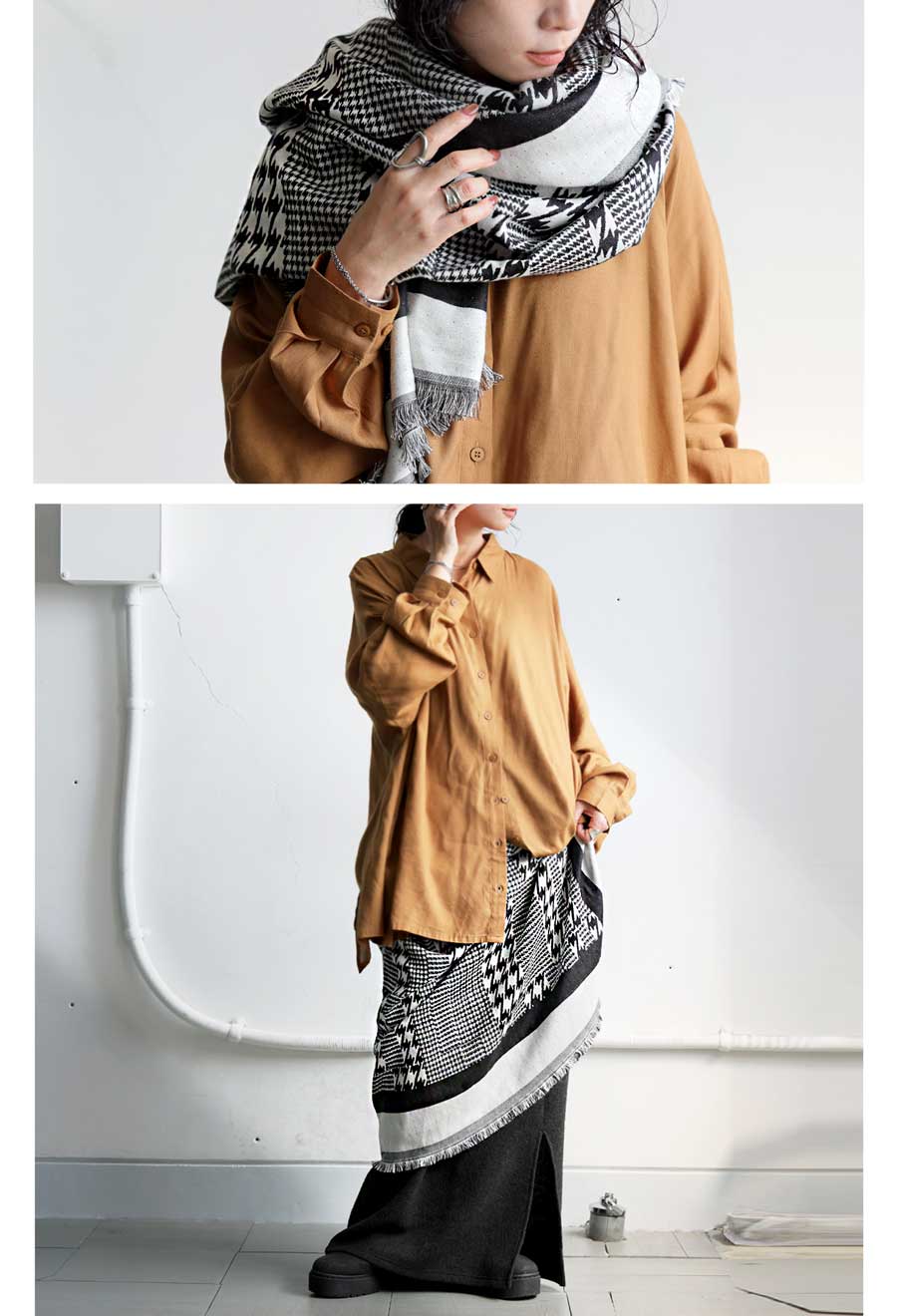 インド綿 千鳥柄 大判ストール レディース 長方形 送料無料・(80