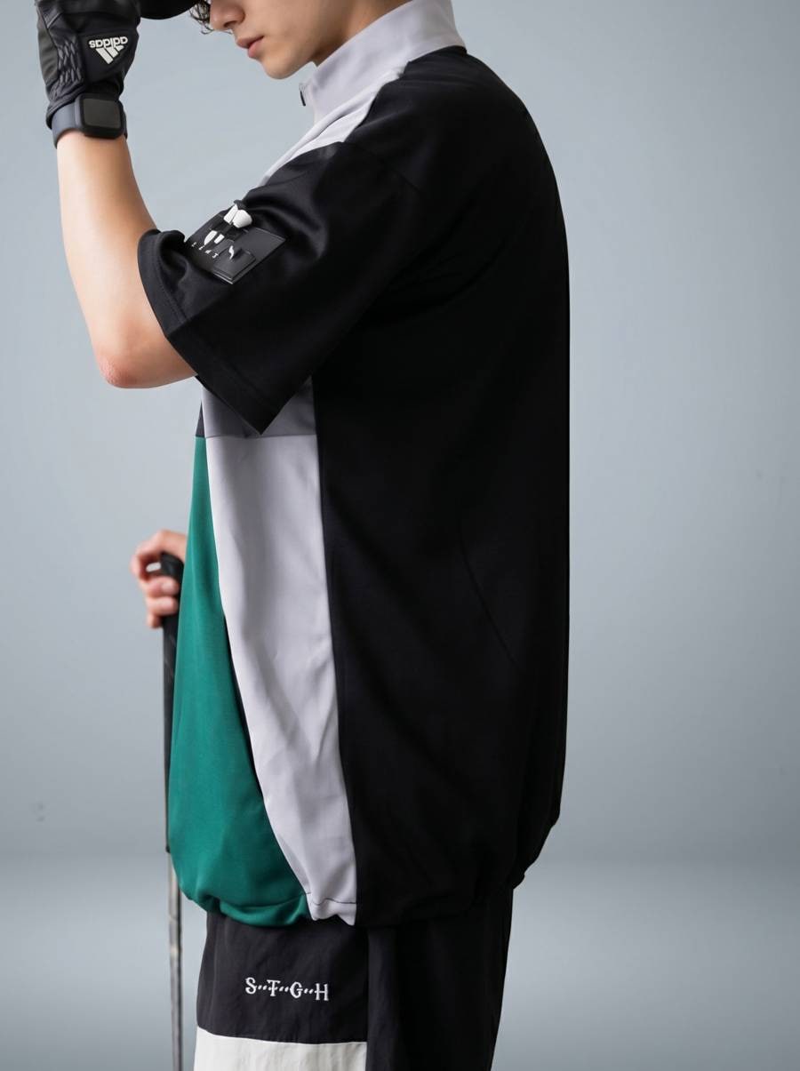 ANTIQUA GOLF×STCH トップス レディース ハーフジップ 半袖 配色