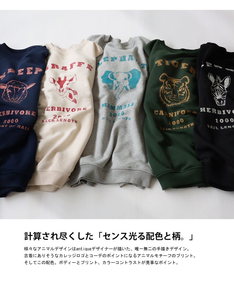 アニマル カレッジロゴ トレーナー メンズ トップス・再販。メール便