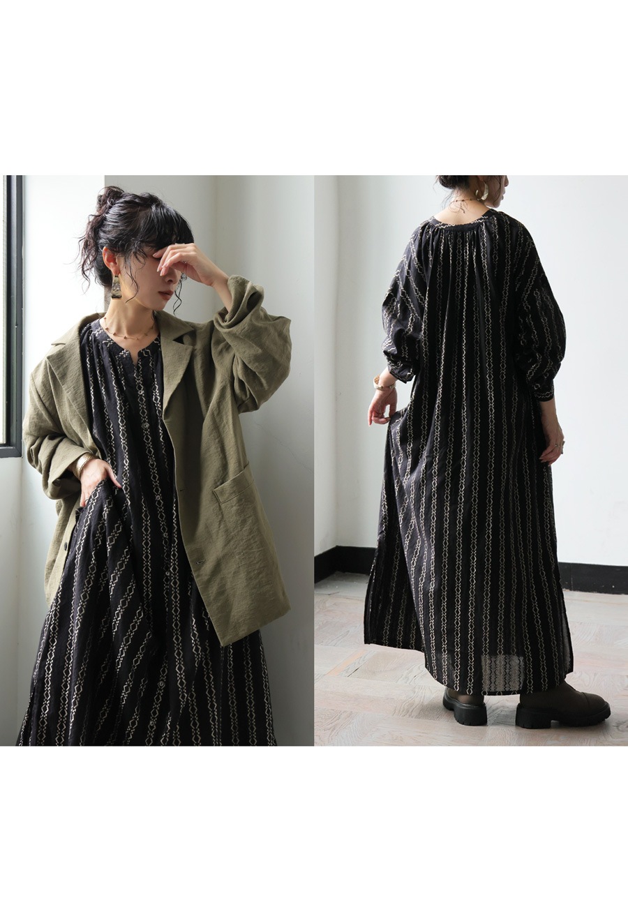   - ロゴジャカードワンピース　新品未使用 ABITOKYO ワンピース ダイヤ柄ジャガードAラインワンピース