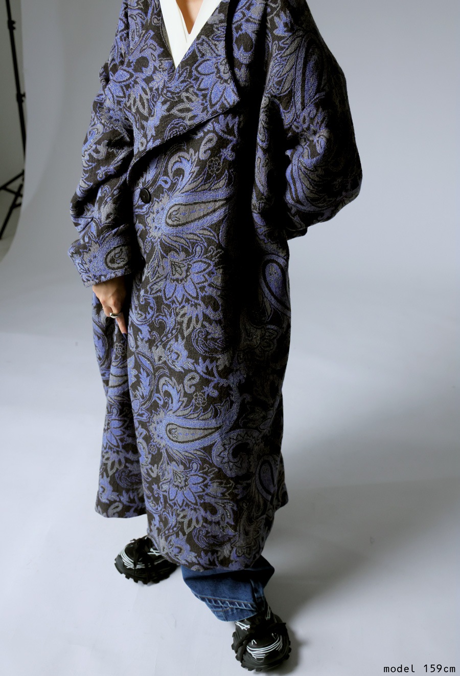 尾州織り ペイズリー柄 コート レディース ロング 送料無料・メール便
