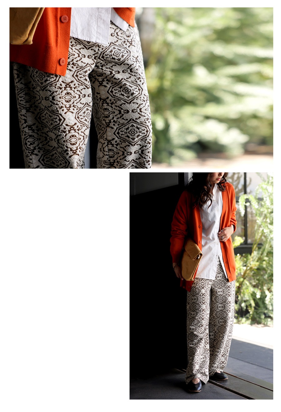 ジャガードパンツ パンツ レディース ボトムス 送料無料・メール便不可