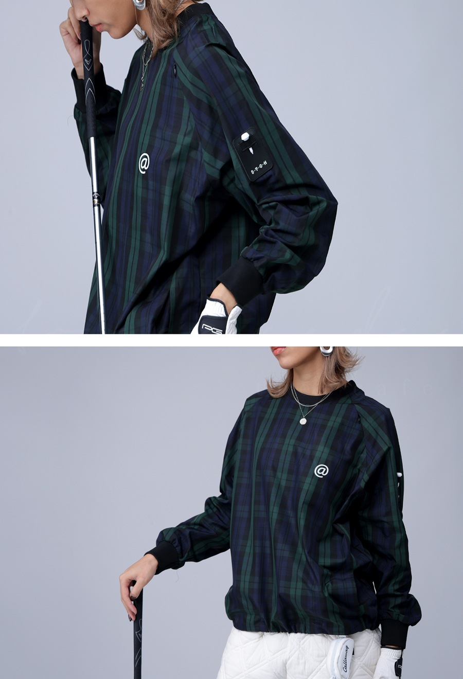 予約：12月中旬納期】ANTIQUA GOLF×STCH チェックトップス メンズ 送料