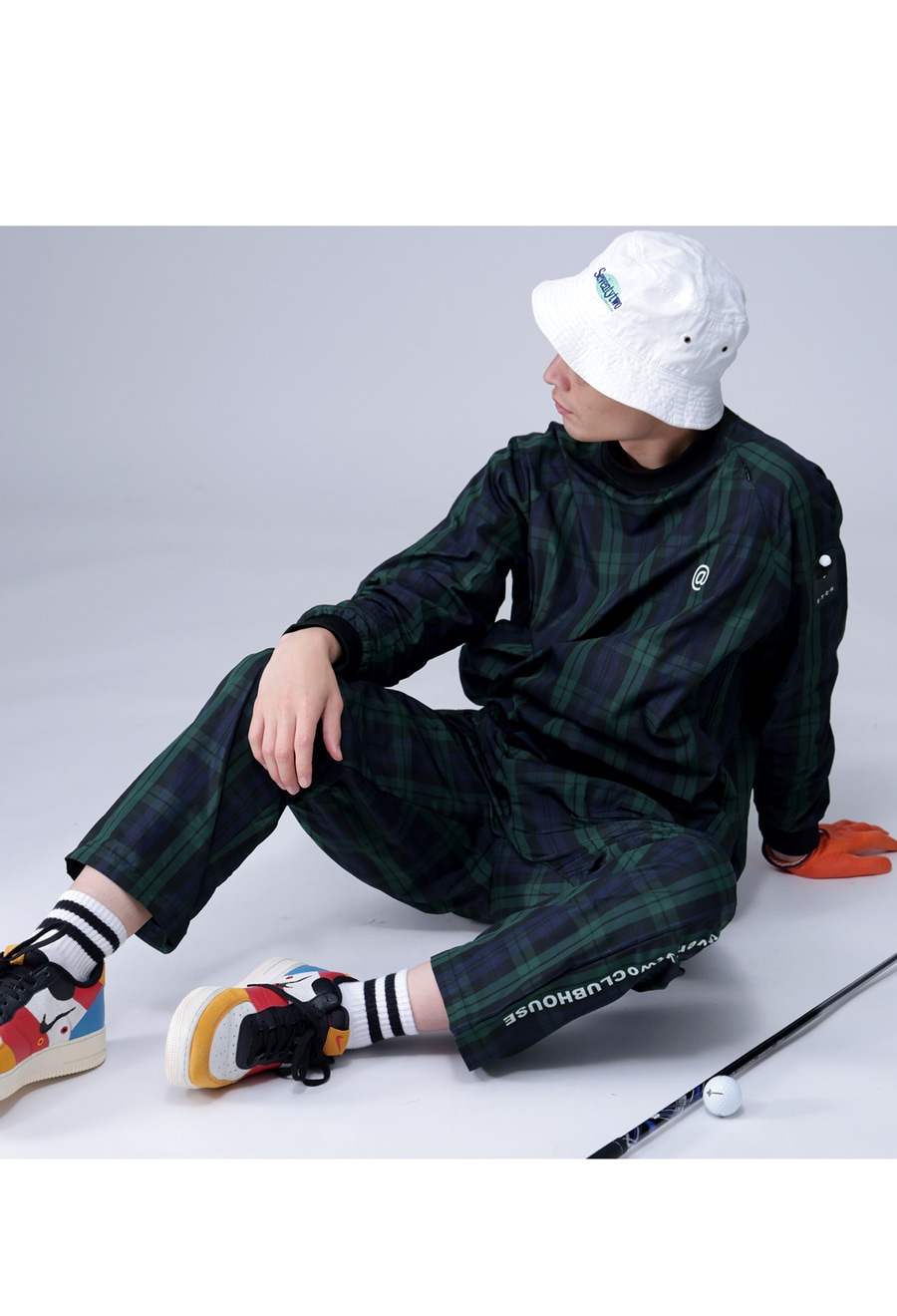 【ANTIQUAGOLF×STCH】UNISEX セットアップ ANTIQUA GOLF×STCH 幾何学柄 開襟トップス メンズ 送料無料