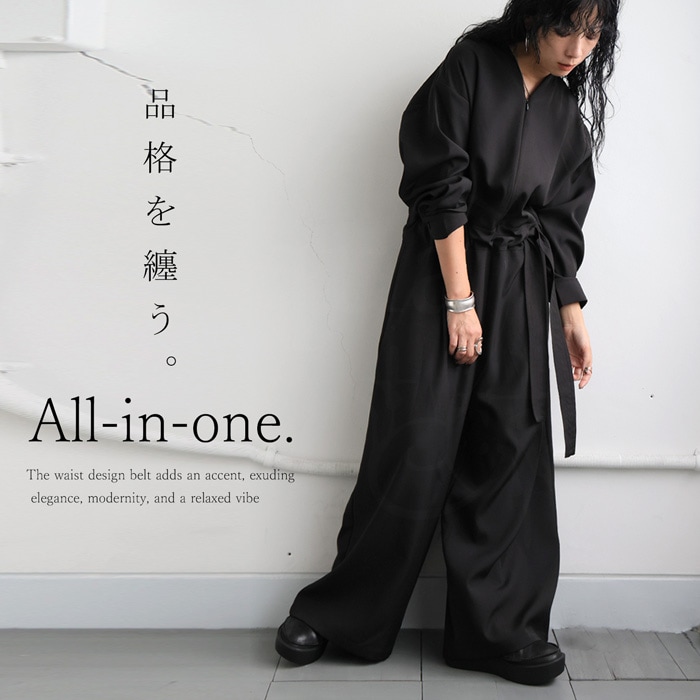 【試着のみ】タイトデニムオールインワン/size34/ブラック 8（eight） オールインワン デニムオールインワン メンズ レディース