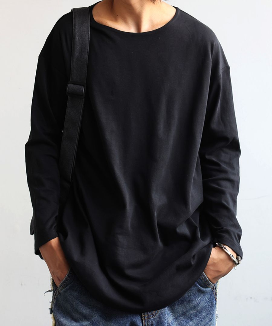 特別送料無料 密肌 ロンT カットソー メンズ 綿100 長袖・(500)メール