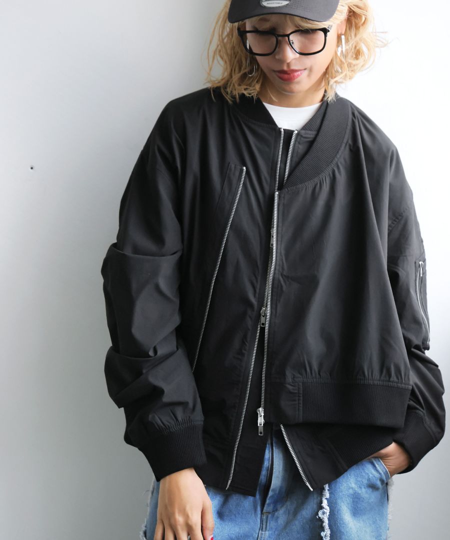 MA1 ブルゾン レディース アウター アシメ 送料無料・メール便不可