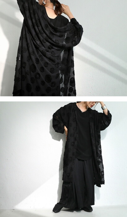 再入荷予定有!ドット柄 シアージャケット ロングカーデ