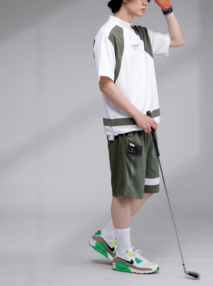 ANTIQUA GOLF×STCH トップス メンズ 半袖 ロゴT モックネック ゴルフ