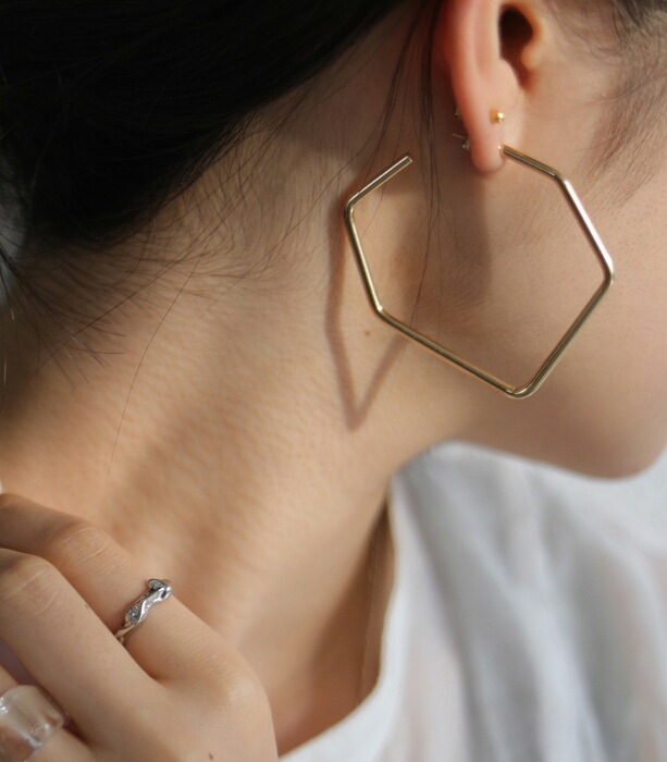 DIESEL シルバー 六角形フープピアス DX1396 ジュエリー ピアス｜シルバー｜ウィメンズ｜DIESEL