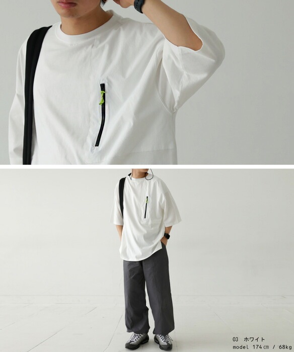 異素材ポケットTシャツ Tシャツ メンズ トップス 半袖 無地・再販