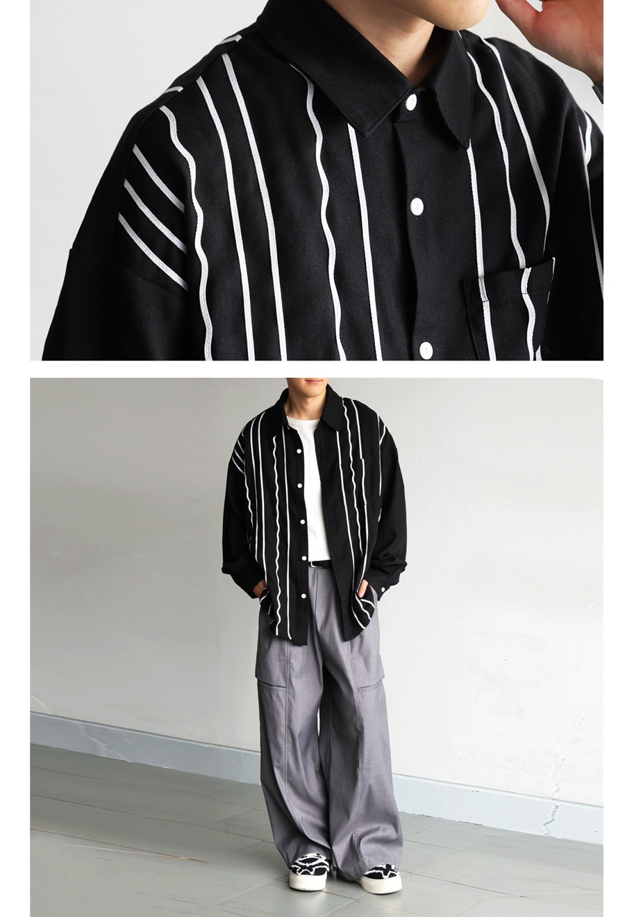 コード刺繍 シャツ メンズ トップス シャツ 長袖 送料無料・(100