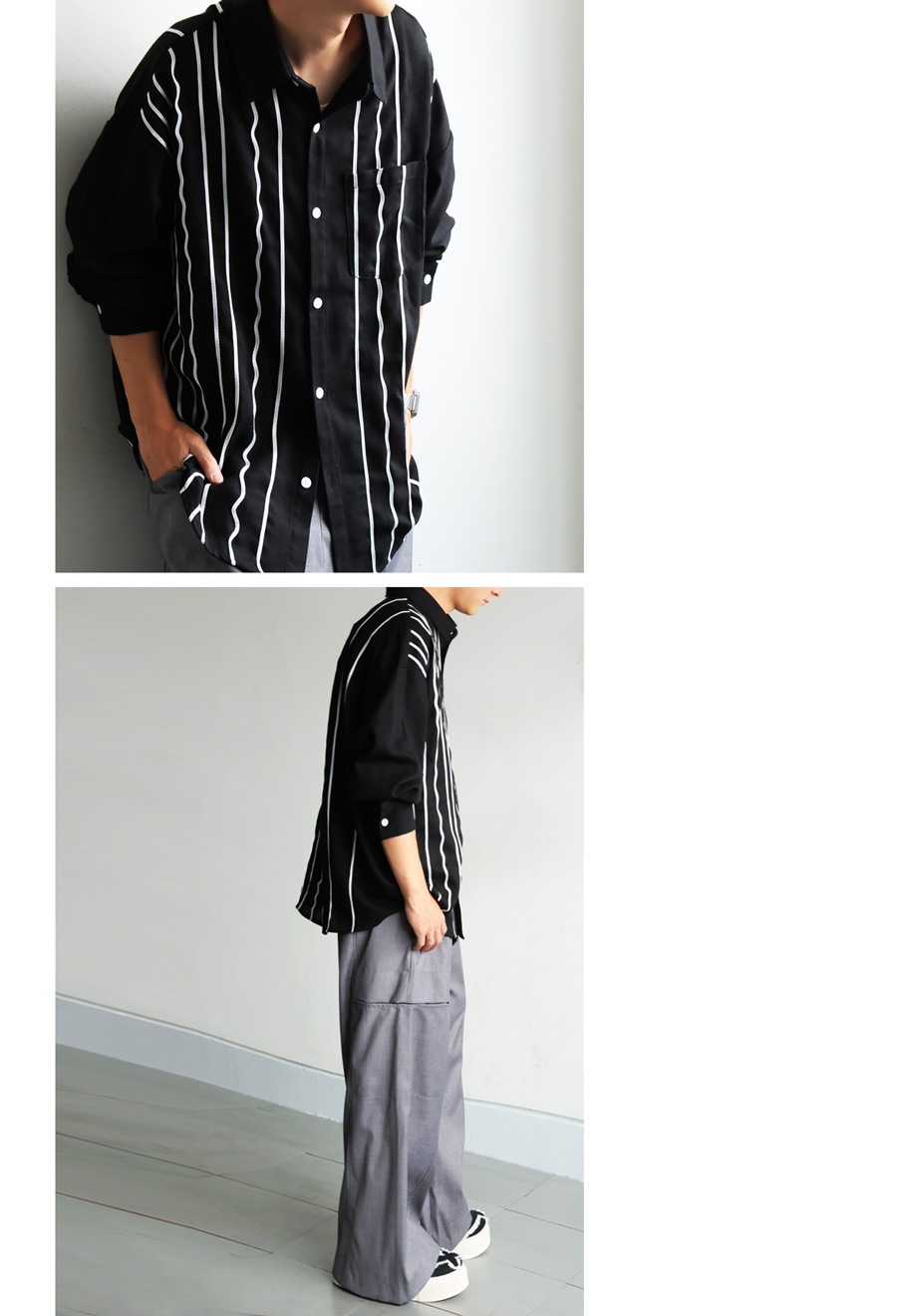 コード刺繍 シャツ メンズ トップス シャツ 長袖 送料無料・(100