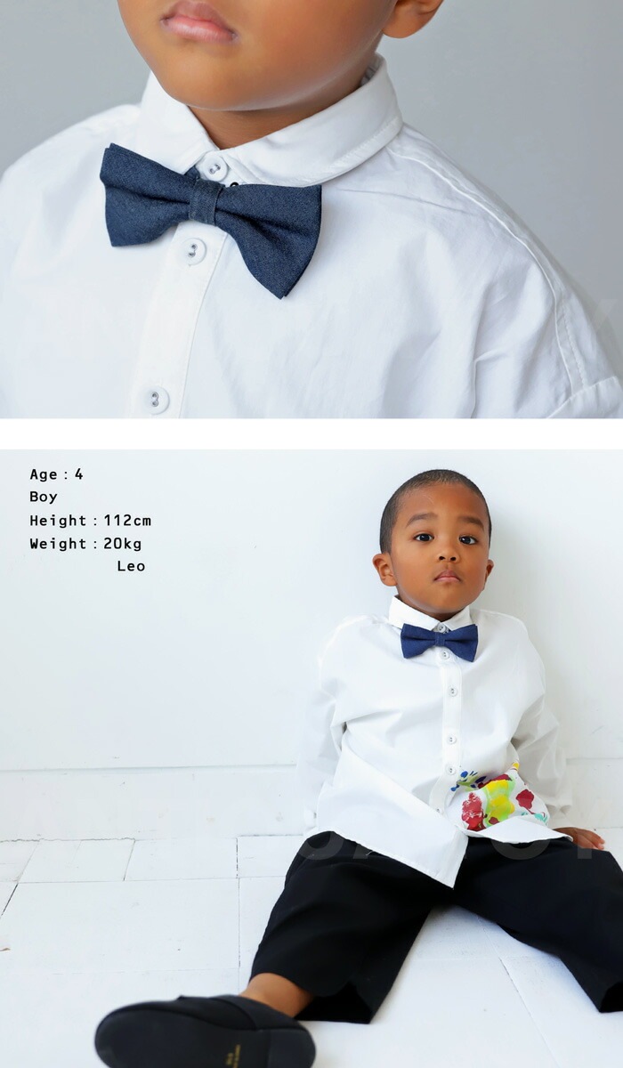 蝶ネクタイ ネクタイ デニム キッズ 子供服 ジュニア ・(100)メール便