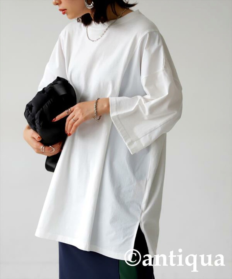 異素材切替Tシャツ Tシャツ レディース トップス 半袖・再再販