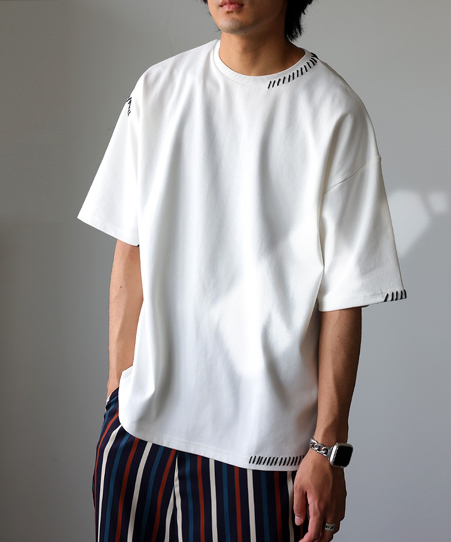 ハンドステッチデザインTシャツ Tシャツ メンズ 送料無料・(100)メール