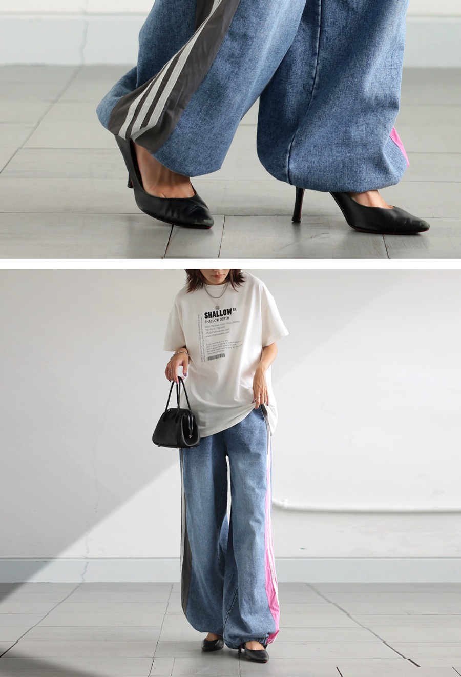 デニム切り替えパンツ パンツ レディース ボトムス 送料無料・メール便