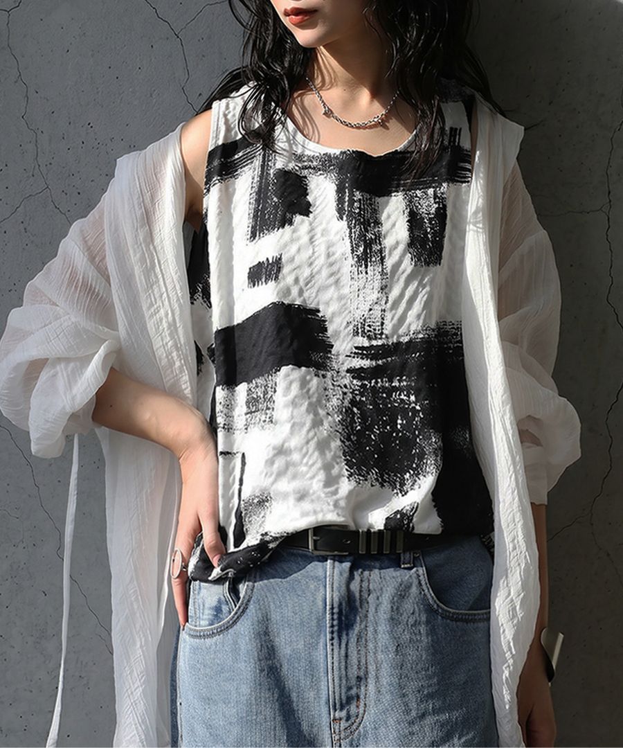 日常に馴染む、アート。タンクトップ レディース ノースリーブ アート