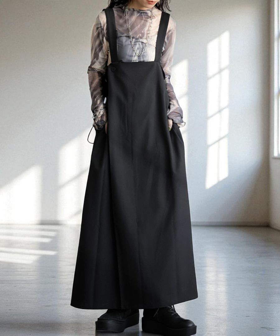 ドロストサロペットスカート レディース ワンピース 送料無料・(500