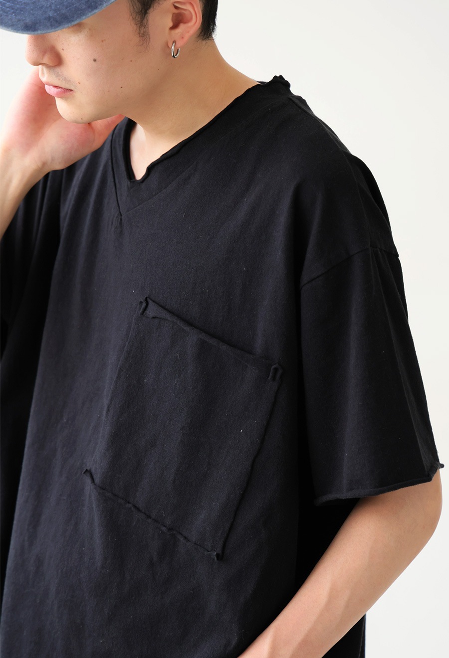 カットオフVネックT メンズ Tシャツ 半袖 Vネック 綿・(80)メール便可