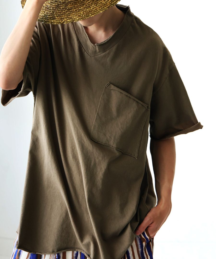 再入荷予定有!カットオフVネックT メンズ Tシャツ 半袖 Vネック 綿