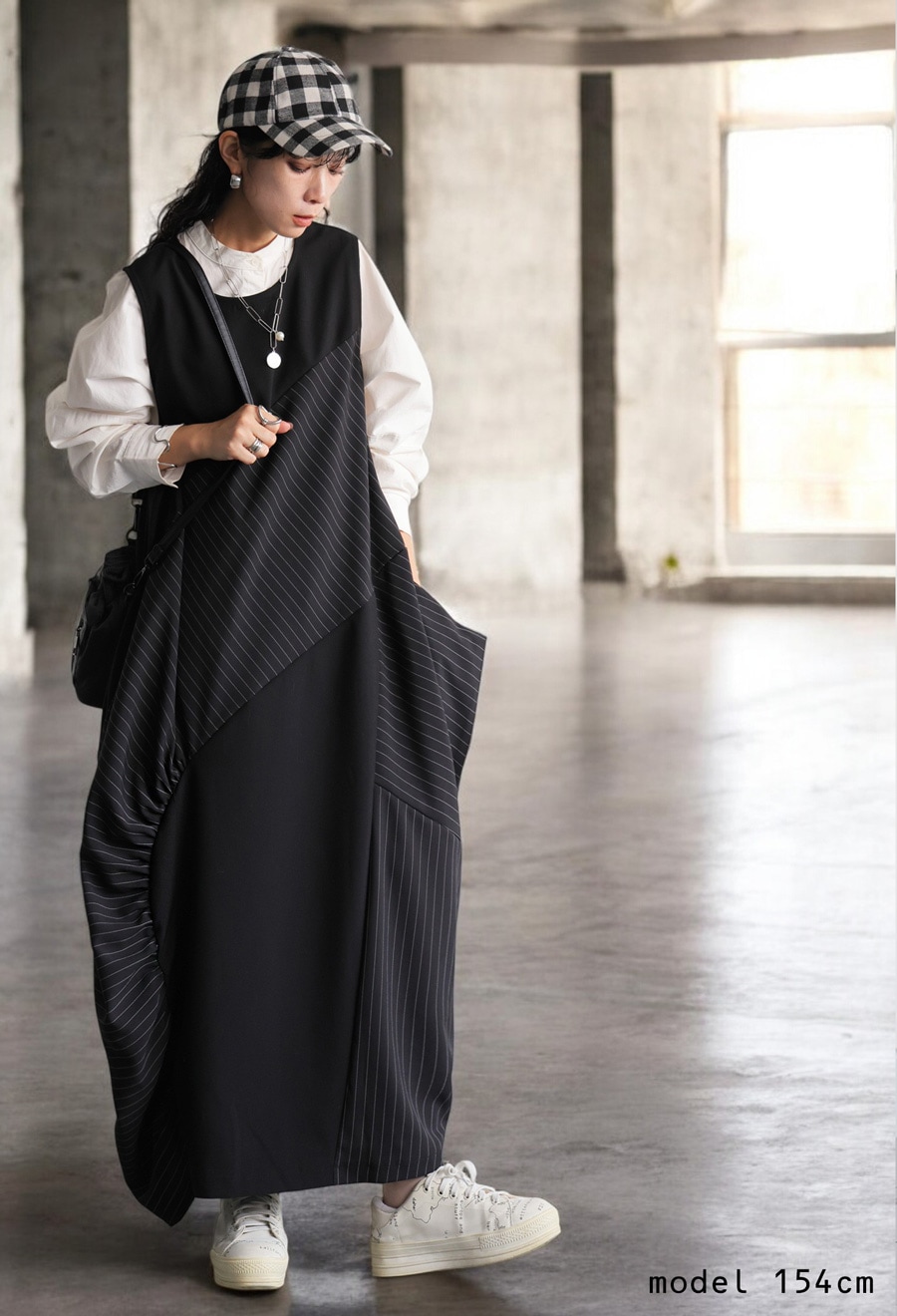 【新品未使用 アルチビオ】機能素材切り替えワンピース38号 異素材切替 ギャザー ワンピース レディース ワンピ 送料無料