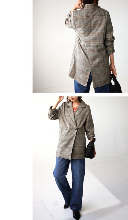 チェック柄 レディーステーラードジャケット ホームアイホーム レディース テーラードジャケット チェック柄